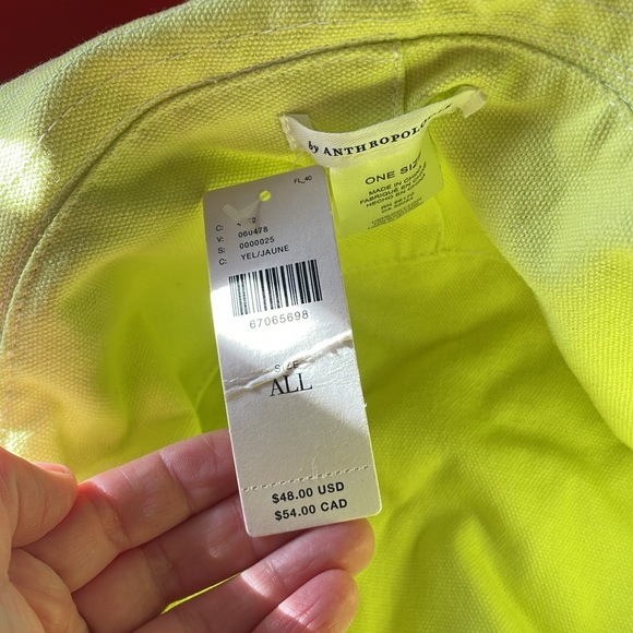 NWT $48 Anthropologie floral petal beach sun hat 100% cotton lime green yellow - Picture 4 of 4